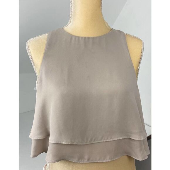Show Me Your Mumu King Crop Top Beige Summer Spring Neutral Ruffle - Size Small - Picture 1 of 10